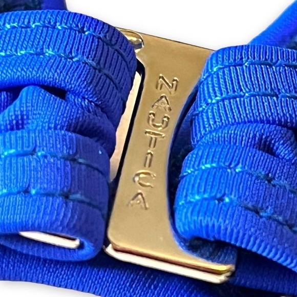 Nautica NWT Breathable Blue Crochet UV 50+ 100% Recycled Triangle Bikini Top XXS - Picture 8 of 14